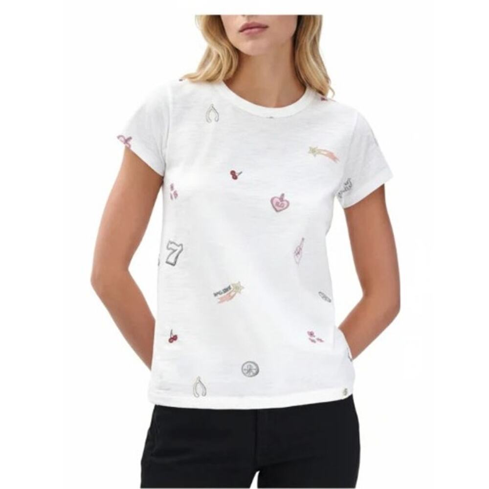 Rag & Bone Lucky Charm Graphic Tee White Cotton Short Sleeve Womens XS
